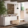 Komoda kuchnia salon 2 drzwi 2 szuflady drewno białe 181x42x94 cm Kamie Rabaty