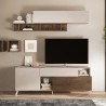 Nowoczesna biała szafka RTV z drewna, 2 drzwi, szuflada, 181x42x67 cm Edwin 