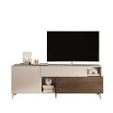 Nowoczesna biała szafka RTV z drewna, 2 drzwi, szuflada, 181x42x67 cm Edwin 