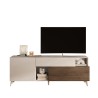 Nowoczesna biała szafka RTV z drewna, 2 drzwi, szuflada, 181x42x67 cm Edwin 