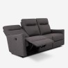 Sofa 3-miejscowa relaks z rozkładaniem manualnym ekoskóra nowoczesny styl szara Kiros Model