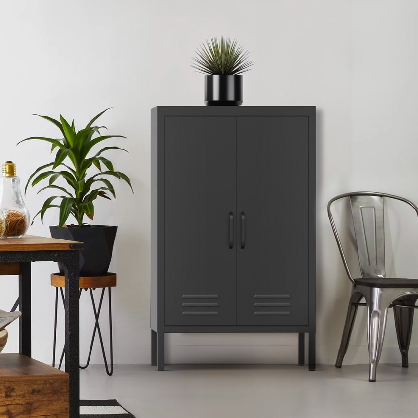 Szafka biurowa metalowa czarna 2-drzwiowa industrialna 65x36x105cm Colima Promocja Szafka biurowa metalowa czarna 2-drzwiowa industrialna 65x36x105cm Colima Promocja