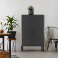 Szafka biurowa metalowa czarna 2-drzwiowa industrialna 65x36x105cm Colima Promocja