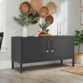 Szafka pod TV w stylu industrialnym z czarnego metalu 2 drzwi 115x40x60cm Tronador Promocja