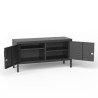 Szafka pod TV w stylu industrialnym z czarnego metalu 2 drzwi 115x40x60cm Tronador Sprzedaż