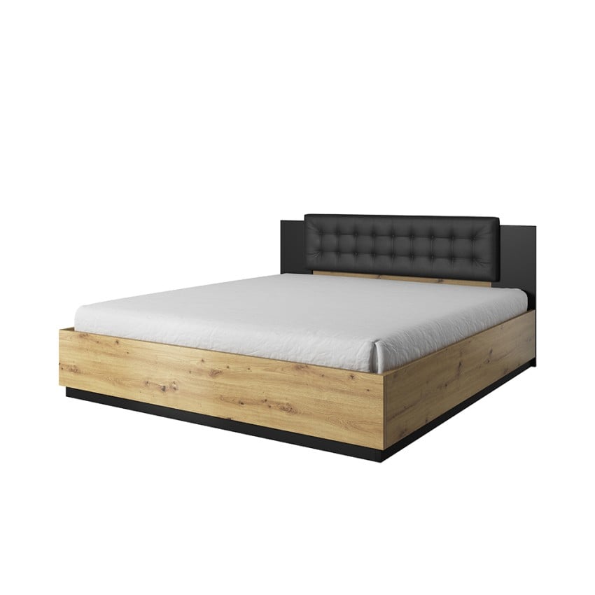 Łóżko małżeńskie king size 180x200 z pojemnikiem drewniane z pikowanym zagłówkiem Bartley Promocja Łóżko małżeńskie king size 180x200 z pojemnikiem drewniane z pikowanym zagłówkiem Bartley Promocja