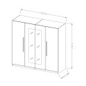 Szafa na ubrania 4-drzwiowa z lustrem drewno dębowe szare 228x58x214 Morvel Oferta