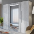 Szafa na ubrania 4-drzwiowa z lustrem drewno dębowe szare 228x58x214 Morvel Promocja