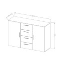 Komoda sypialniana z 4 szufladami i 2 szafkami z białego drewna Forsy Oferta