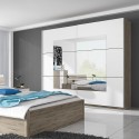 Szafa z dwojgiem szklanych przesuwnych drzwi w kolorze białym dąb jasny 200x60x210 Lille Rabaty