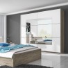 Szafa z dwojgiem szklanych przesuwnych drzwi w kolorze białym dąb jasny 200x60x210 Lille Rabaty