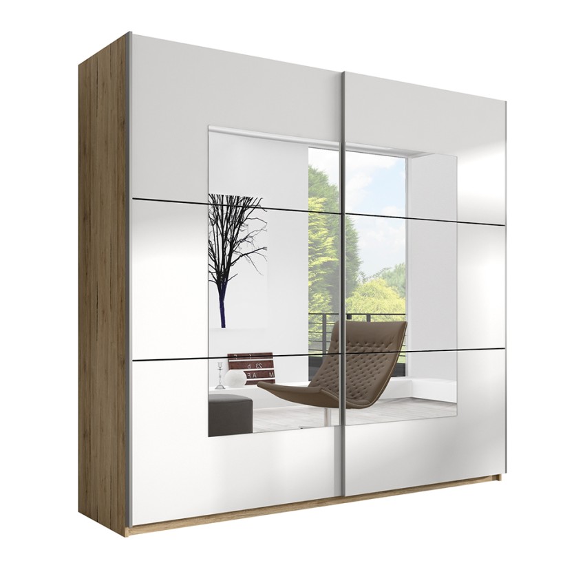 Szafa do sypialni 221x61x210cm drzwi przesuwne z lustrem Vilriour Promocja Szafa do sypialni 221x61x210cm drzwi przesuwne z lustrem Vilriour Promocja
