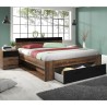 Łóżko małżeńskie z pojemnikiem 160x200cm czarne dębowe stelaż listwowy Bayda Oferta