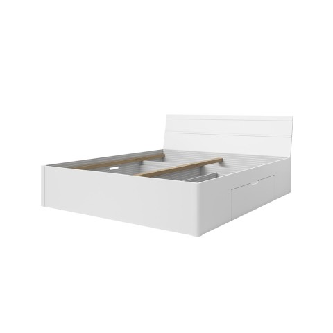 Łóżko małżeńskie białe 160x200cm stelaż listwowy z szufladami Loix Promocja