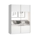 Szafa biała do sypialni garderoby drzwi przesuwne z lustrem 120x61x210 Many Promocja