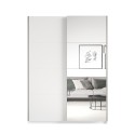 Szafa na ubrania biała 150x61x210 z drzwiami przesuwnymi i lustrem Olette Oferta