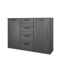 Komoda szafka czarna sypialnia 4 szuflady 2 drzwi 132x38x93 Lyssa Sprzedaż