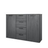 Komoda szafka czarna sypialnia 4 szuflady 2 drzwi 132x38x93 Lyssa Sprzedaż