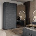 Szafa dębowa ciemna nowoczesna 2 drzwi przesuwne lustrzane 200x61x210 Saone Sprzedaż