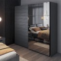 Szafa z lustrem i drzwiami przesuwnymi 220x61x210 w kolorze ciemnego dębu Wamin Sprzedaż