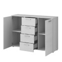 Komoda do sypialni lub salonu 4 szuflady 2 drzwi Biały drewno 132x38x93cm Lemere Oferta