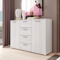 Komoda do sypialni lub salonu 4 szuflady 2 drzwi Biały drewno 132x38x93cm Lemere Promocja