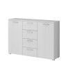 Komoda do sypialni lub salonu 4 szuflady 2 drzwi Biały drewno 132x38x93cm Lemere Sprzedaż