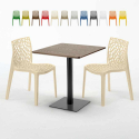 Kwadratowy stolik w kolorze drewna 70x70 cm z 2 kolorowymi krzesłami Gruvyer Melon Oferta