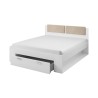 Łóżko z pojemnikiem małżeńskie drewno dębowe bielone 160x200 Lamonthe Oferta