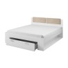 Łóżko małżeńskie 180x200cm z pojemnikiem białe stelaż listewkowy Maddison Oferta