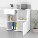 Biblioteczka biurowa niska z szufladą szafką 2 półki biała 90x35x89cm Habren Sprzedaż