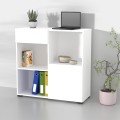 Biblioteczka biurowa niska z szufladą szafką 2 półki biała 90x35x89cm Habren Promocja
