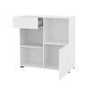 Biblioteczka biurowa niska z szufladą szafką 2 półki biała 90x35x89cm Habren Oferta