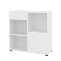 Biblioteczka biurowa niska z szufladą szafką 2 półki biała 90x35x89cm Habren Sprzedaż