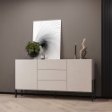 Szafka kredens kuchnia salon nowoczesna beżowa 3 szuflady 2 drzwi 184x40x89cm Sibel Promocja