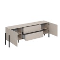 Komoda RTV 2 drzwiczek 2 szuflady minimalistyczny, nowoczesny design beż Kaylus Oferta