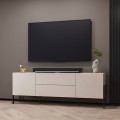 Komoda RTV 2 drzwiczek 2 szuflady minimalistyczny, nowoczesny design beż Kaylus Promocja