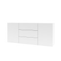 Komoda do salonu biała nowoczesna 3 szuflady 2 drzwi 140x35x63cm Mehdi Katalog