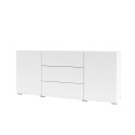 Komoda do salonu biała nowoczesna 3 szuflady 2 drzwi 140x35x63cm Mehdi Sprzedaż
