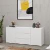 Komoda do salonu biała nowoczesna 3 szuflady 2 drzwi 140x35x63cm Mehdi Promocja
