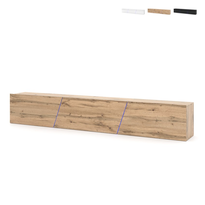 Szafka TV w nowoczesnym stylu podwieszana 240cm 3-drzwiowa z oświetleniem LED Selby Oferta Szafka TV w nowoczesnym stylu podwieszana 240cm 3-drzwiowa z oświetleniem LED Selby Oferta