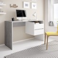 Stylowe biurko biurowe do nauki z 2 szufladami biało-szare Riley Promocja