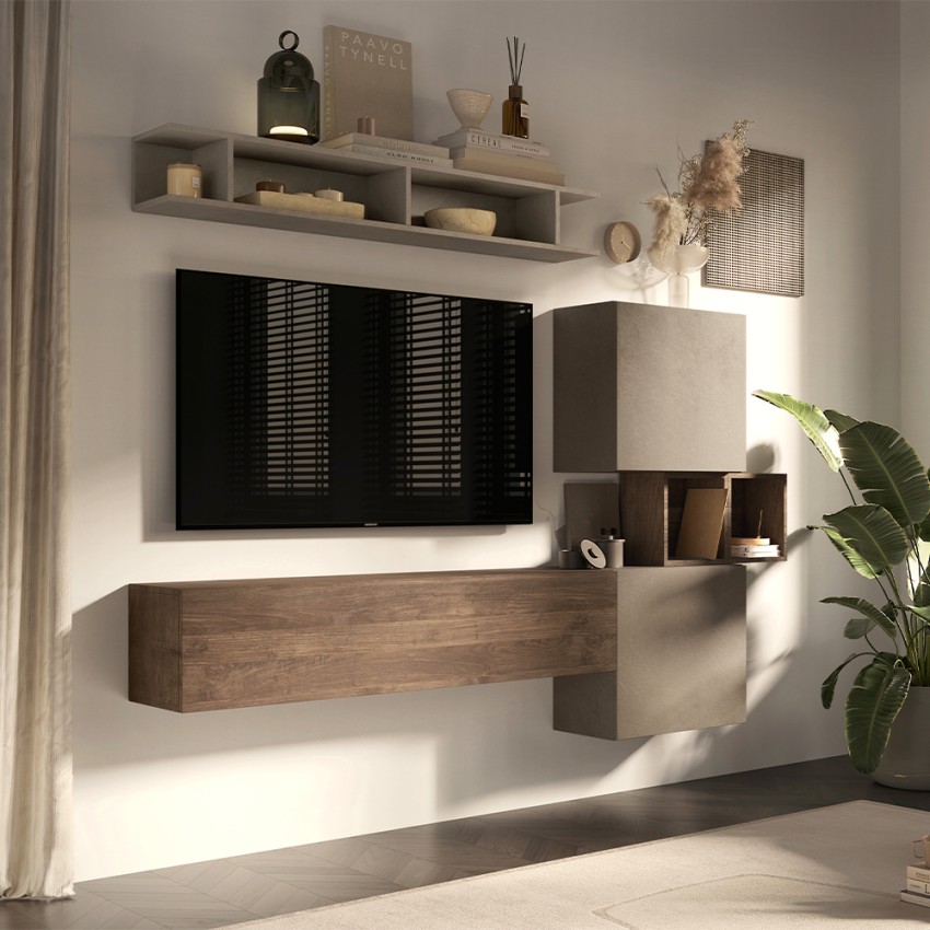 Zestaw mebli wiszących do salonu z miejscem na TV, nowoczesny design Infinity 3A Promocja Zestaw mebli wiszących do salonu z miejscem na TV, nowoczesny design Infinity 3A Promocja
