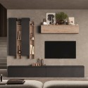 Nowoczesna meblościanka TV z drewnem i półkami Infinity 04 Promocja