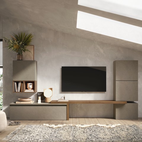 Meblościanka do salonu, nowoczesny design, szaro-czarna, Infinity 18 Promocja