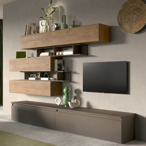 Zestaw mebli do salonu z półkami na TV, zawieszone drewniane meble Infinity 26 Promocja