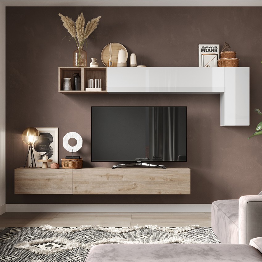 Nowoczesna wisząca meblościanka na telewizor z drewna Infinity 41 Promocja Nowoczesna wisząca meblościanka na telewizor z drewna Infinity 41 Promocja