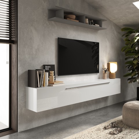 Nowoczesna biała meblościanka z półką wiszącą Infinity 48 Promocja