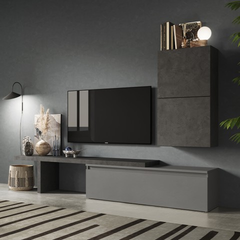 Nowoczesna meblościanka wisząca do salonu szara Infinity 52 Promocja