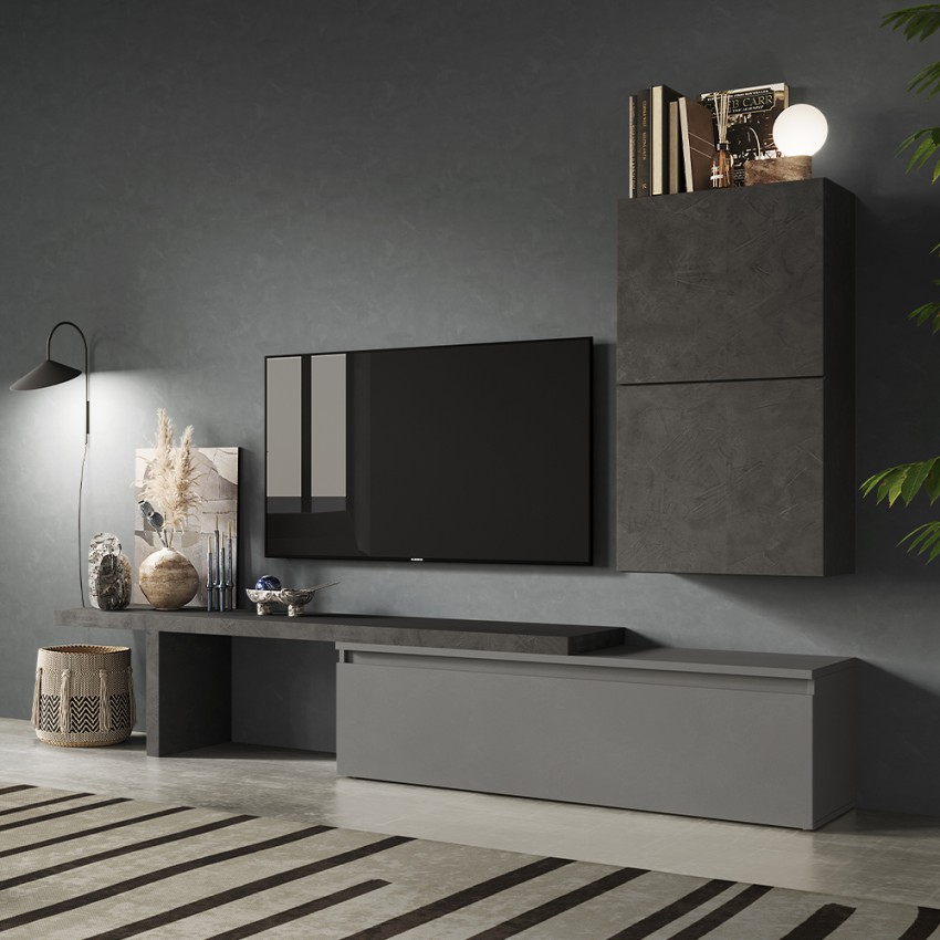 Nowoczesna meblościanka wisząca do salonu szara Infinity 52 Promocja Nowoczesna meblościanka wisząca do salonu szara Infinity 52 Promocja